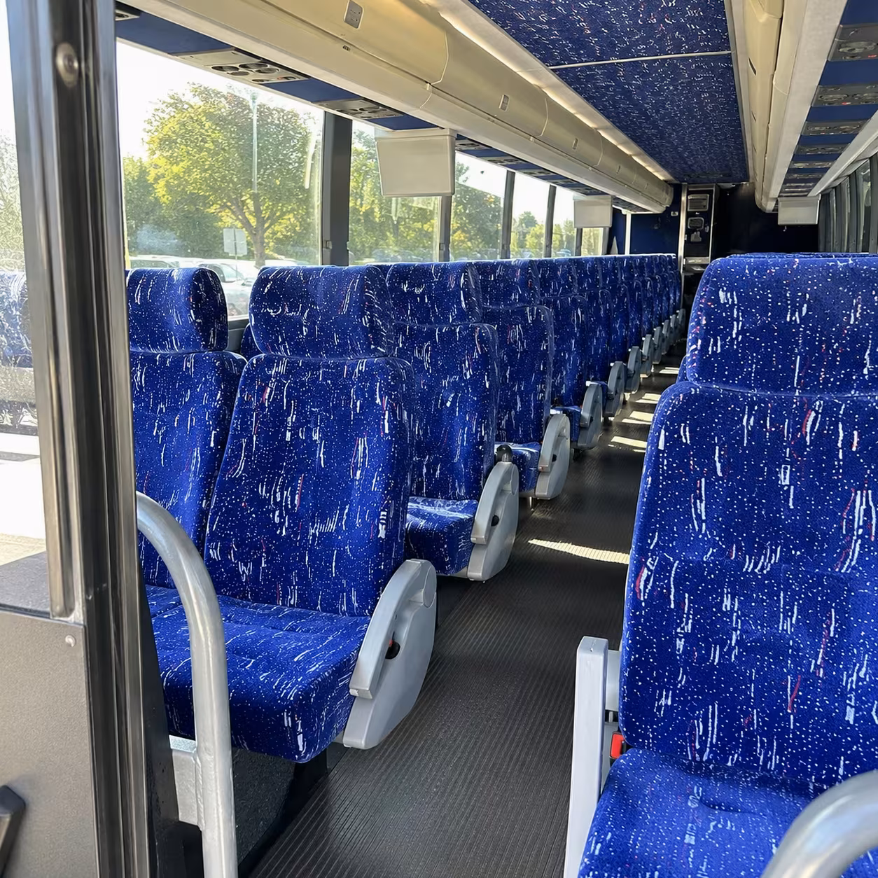 56 passenger charter bus inside